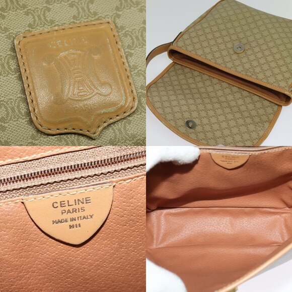 CELINE Macadam Canvas Shoulder Bag Pvc Beige Gold - Picture 11 of 12